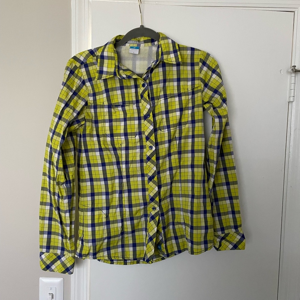 Insect Shield Yellow and Blue Plaid Button-Up Shirt